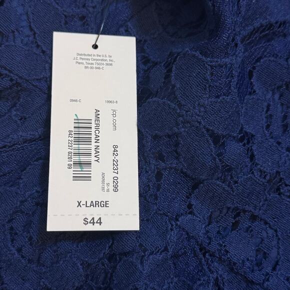 NEW a.n.a A New Approach American Navy Blue Lace Off Shoulder Flowy Blouse Sz XL - Picture 7 of 11